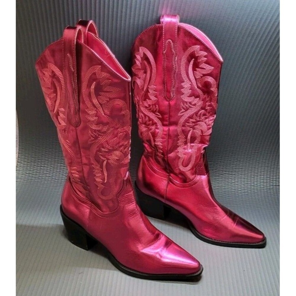 Billini Danilo Metallic Pink Western Boots Fuchsia Women’s Sz 9 Cowboy